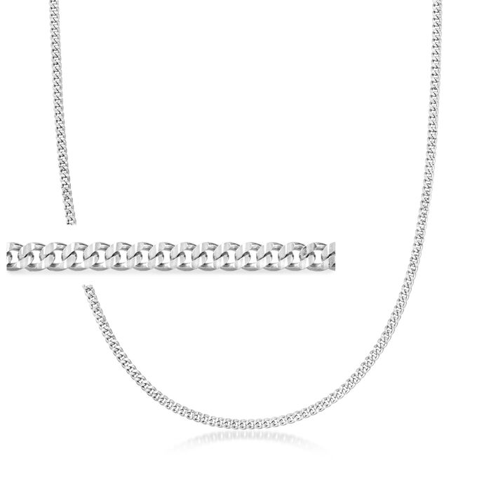 Italian 2.7mm Sterling Silver Diamond-Cut and Polished Curb-Link Necklace
