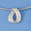 .93 ct. t.w. Round and Baguette Diamond Loop Slide Pendant in 14kt White Gold