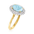 2.00 Carat Aquamarine and .61 ct. t.w. Diamond Ring in 14kt Yellow Gold