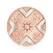 C. 1930 Vintage Hand-Engraved Diamond Pin in Platinum and 10kt Rose Gold