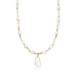 5-14mm Cultured Baroque Pearl Drop Necklace in 18kt Gold Over Sterling