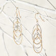 14kt Two-Tone Gold Textured and Polished Interlocking Oval Drop Earrings