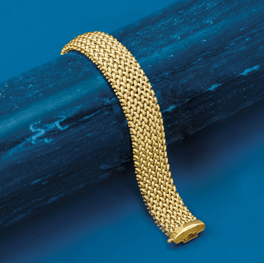 Italian 14kt Yellow Gold Wide Riso-Link Bracelet | Ross-Simons