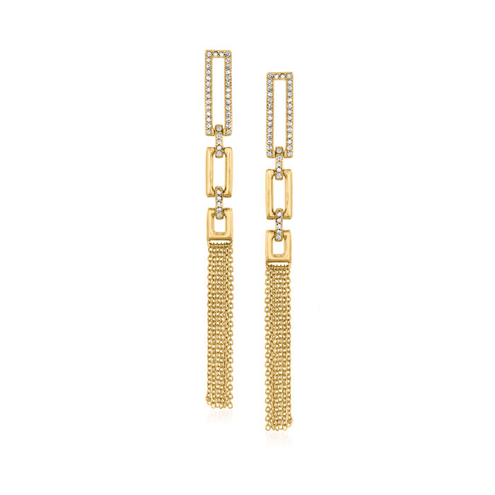 .53 ct. t.w. Diamond Rectangle and Fringe Linear Earrings in 18kt Gold Over Sterling