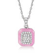 .15 ct. t.w. Diamond and Pink Enamel Pendant Necklace in Sterling Silver
