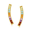 .80 ct. t.w. Multi-Gemstone Curved Ear Climbers in 18kt Gold Over Sterling