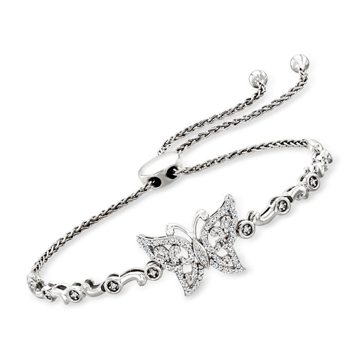.30 ct. t.w. Diamond Butterfly Bolo Bracelet in Sterling Silver