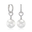 11-12mm Cultured South Sea Pearl and .28 ct. t.w. Diamond Removable Drop Earrings in 18kt White Gold