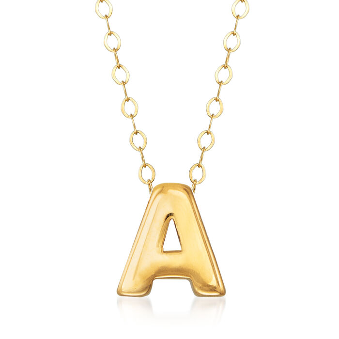 14kt Yellow Gold Uppercase &quot;A&quot; Initial Necklace