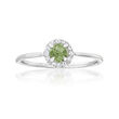 Gabriel Designs .29 Carat Peridot Halo Ring with Diamond Accents in 14kt White Gold