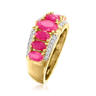 2.30 ct. t.w. Ruby Ring with .12 ct. t.w. Diamonds in 18kt Gold Over Sterling
