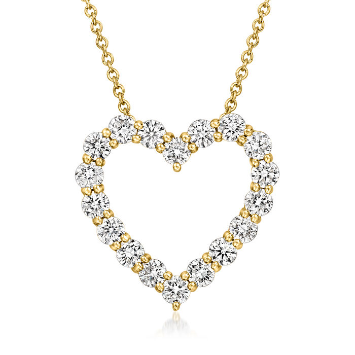 1.00 ct. t.w. Lab-Grown Diamond Heart Pendant Necklace in 14kt Yellow Gold
