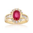 1.50 Carat Ruby and .65 ct. t.w. Diamond Halo Ring in 14kt Yellow Gold