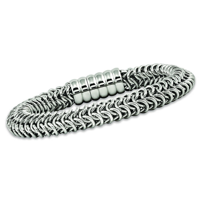 Men's Stainless Steel Polished Wheat Bracelet. 8.25&quot;