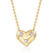 C. 2000 Vintage Tiffany Jewelry 18kt Yellow Gold Heart Necklace with Platinum-Set Diamond Accents