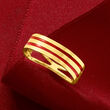 Italian 14kt Yellow Gold Ring with Red Enamel Stripes