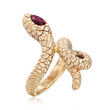 .60 Carat Rhodolite Snake Ring in 14kt Yellow Gold