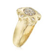 C. 1980 Vintage .75 ct. t.w. Diamond Flower Ring in 14kt Yellow Gold