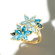 3.70 ct. t.w. Tonal Blue Topaz Floral Ring in 18kt Gold Over Sterling