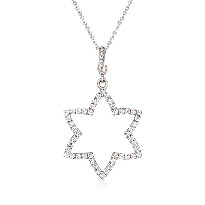 C. 1990 Vintage .76 ct. t.w. Diamond Star Outline Pendant Necklace in 18kt White Gold