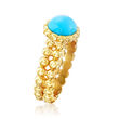 Italian Turquoise Two-Row Beaded Ring in 18kt Gold Over Sterling