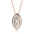 C. 1990 Vintage .50 ct. t.w. White and Champagne Diamond Swirl Pendant Necklace in 10kt Rose Gold