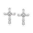 .22 ct. t.w. Baguette and Round Diamond Cross Earrings in Sterling Silver