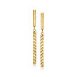 Italian 14kt Yellow Gold Twisted Linear Bar Drop Earrings