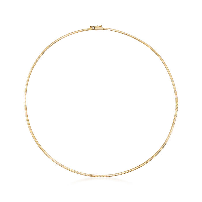 Italian 2mm 14kt Yellow Gold Omega Necklace