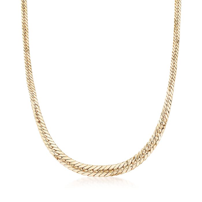 18kt Gold Over Sterling Silver Small Graduated Flat Cuban-Link Necklace
