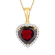 5.00 Carat Garnet Heart Pendant Necklace with .50 ct. t.w. White Topaz in 18kt Gold Over Sterling