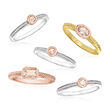 1.10 ct. t.w. Morganite and .20 ct. t.w. Diamond Jewelry Set: Set of Five Rings in Sterling Silver and 18kt Gold Over Silver