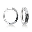 1.50 ct. t.w. White and Black Diamond Checkered Hoop Earrings in Sterling Silver