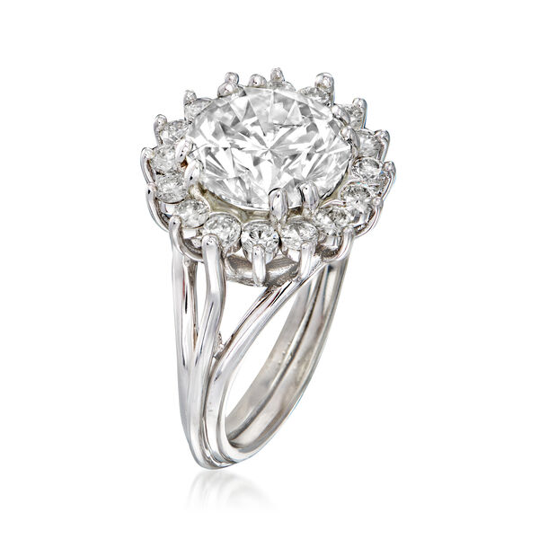 Majestic Collection 5.03 ct. t.w. Diamond Halo Ring in 18kt White Gold. #933652