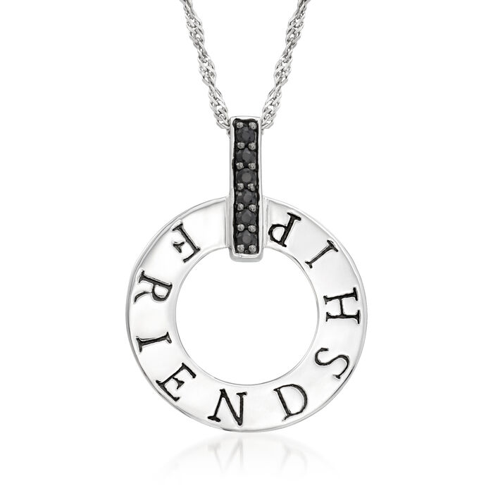 Onyx &quot;Friendship&quot; Disc Pendant Necklace in Sterling Silver