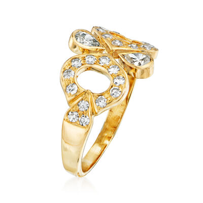 C. 1980 Vintage Cartier .70 ct. t.w. Diamond C Ring in 18kt Yellow Gold