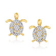 .15 ct. t.w. Diamond Turtle Earrings in 14kt Yellow Gold