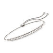 1.00 ct. t.w. Diamond Curved Bar Bolo Bracelet in Sterling Silver