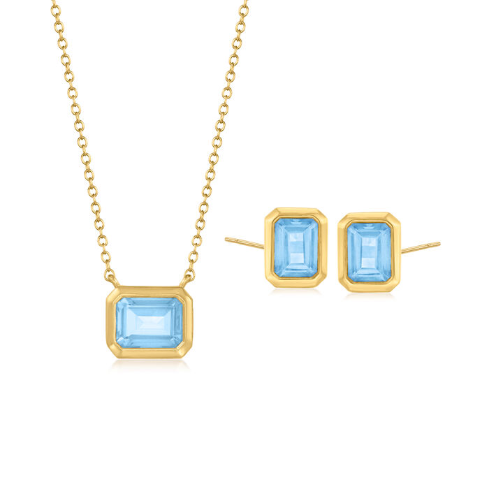 6.50 ct. t.w. Sky Blue Topaz Jewelry Set: Earrings and Necklace in 18kt Gold Over Sterling