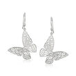 Italian Sterling Silver Jewelry Set: Butterfly Necklace and Earrings