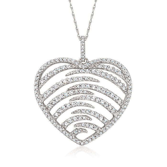 C. 1990 Vintage 1.50 ct. t.w. Diamond Heart Pendant Necklace in 14kt White Gold