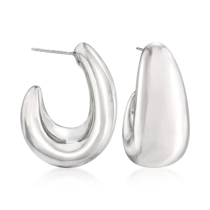 Sterling Silver J-Hoop Earrings