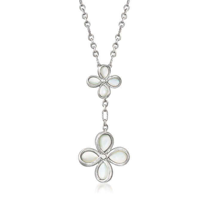 Judith Ripka &quot;Jardin&quot; Mother-of-Pearl Flower Drop Necklace in Sterling Silver