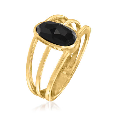 Onyx Open-Space Ring in 10kt Yellow Gold