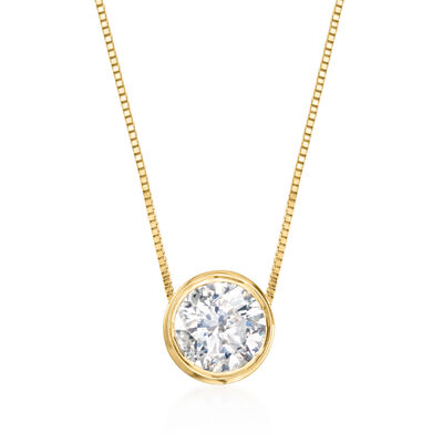Diamond Necklaces. .75 Carat Bezel-Set Diamond Necklace in 14kt Yellow Gold 889564