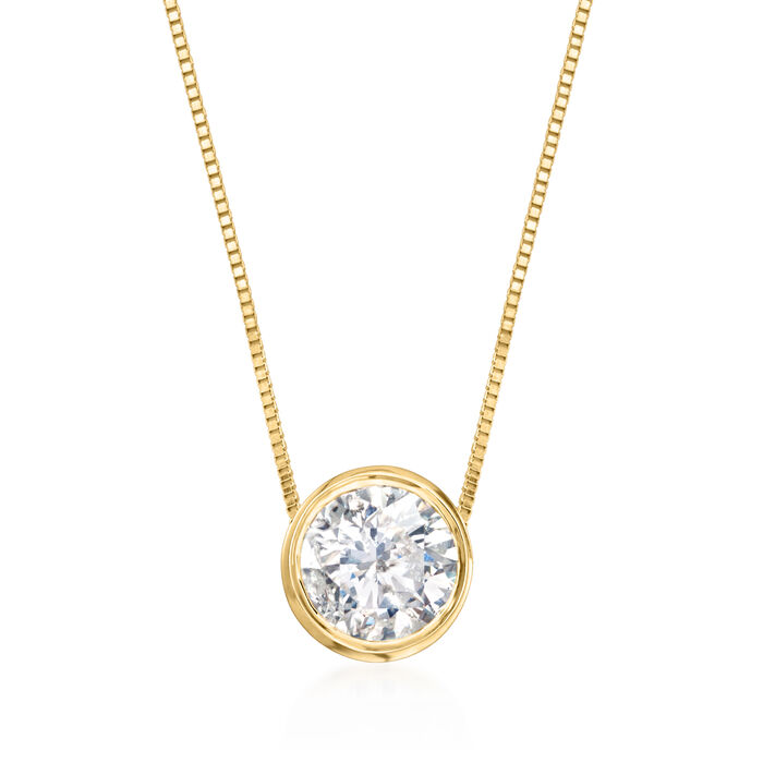.75 Carat Bezel-Set Diamond Necklace in 14kt Yellow Gold
