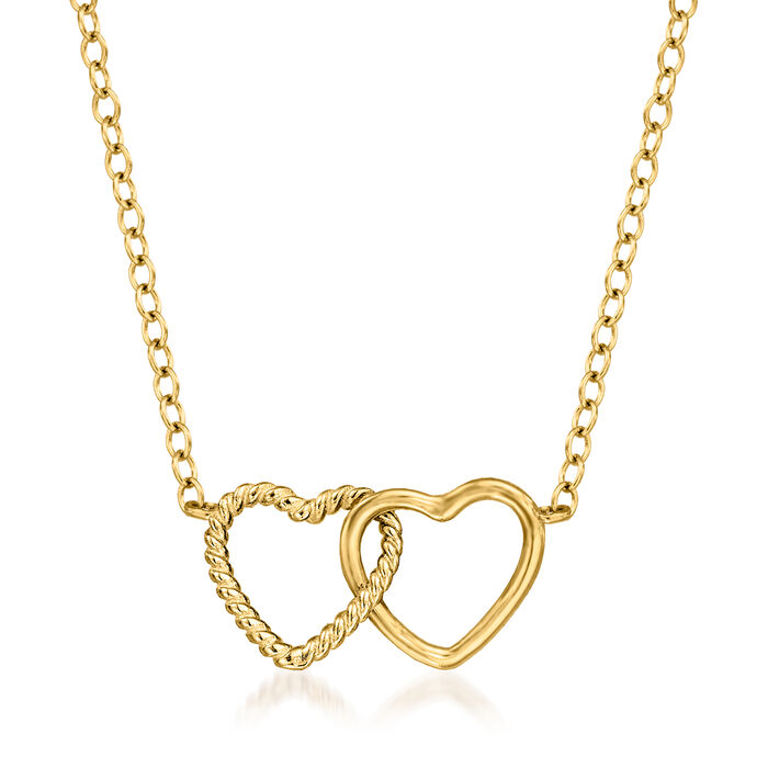 14kt Yellow Gold Twisted Double-Heart Necklace