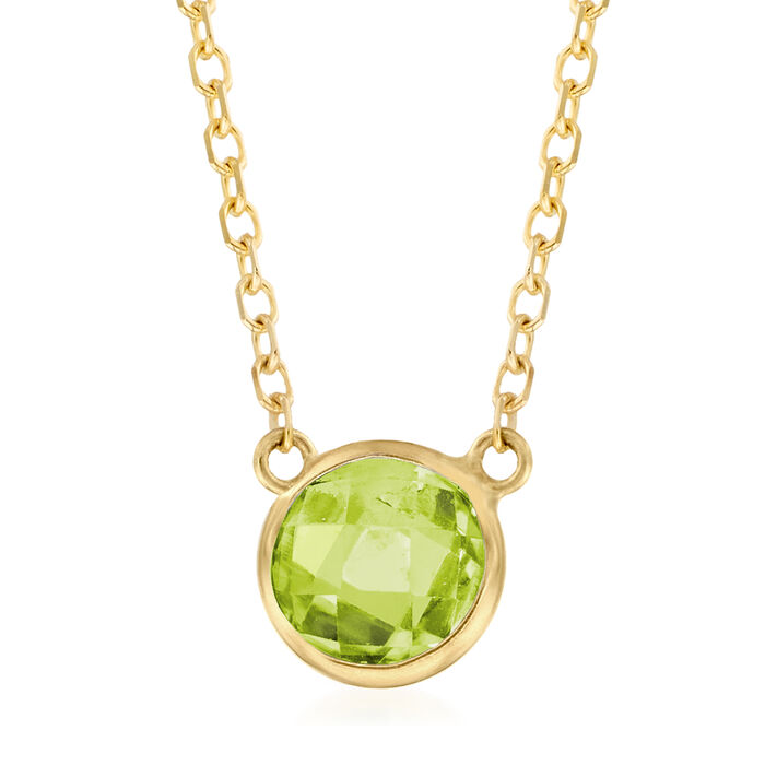 .90 Carat Green Peridot Necklace in 14kt Yellow Gold