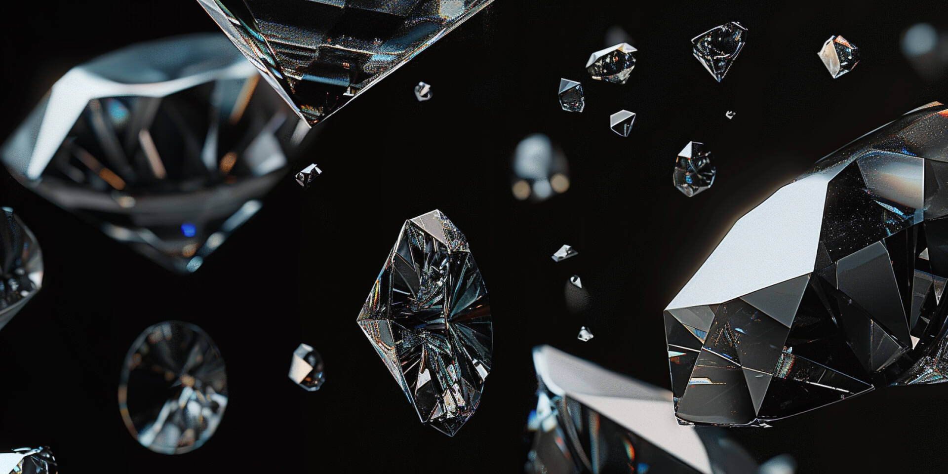 diamonds on black background in motion