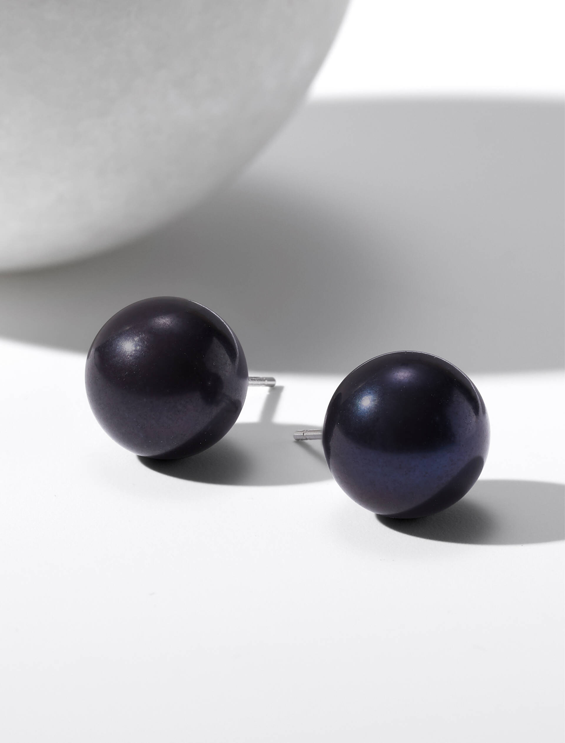 Black Pearl Stud Earrings &mdash; Classic Collection